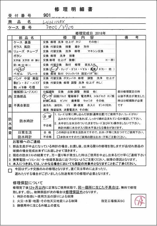 腕時計の防水検査の明細書